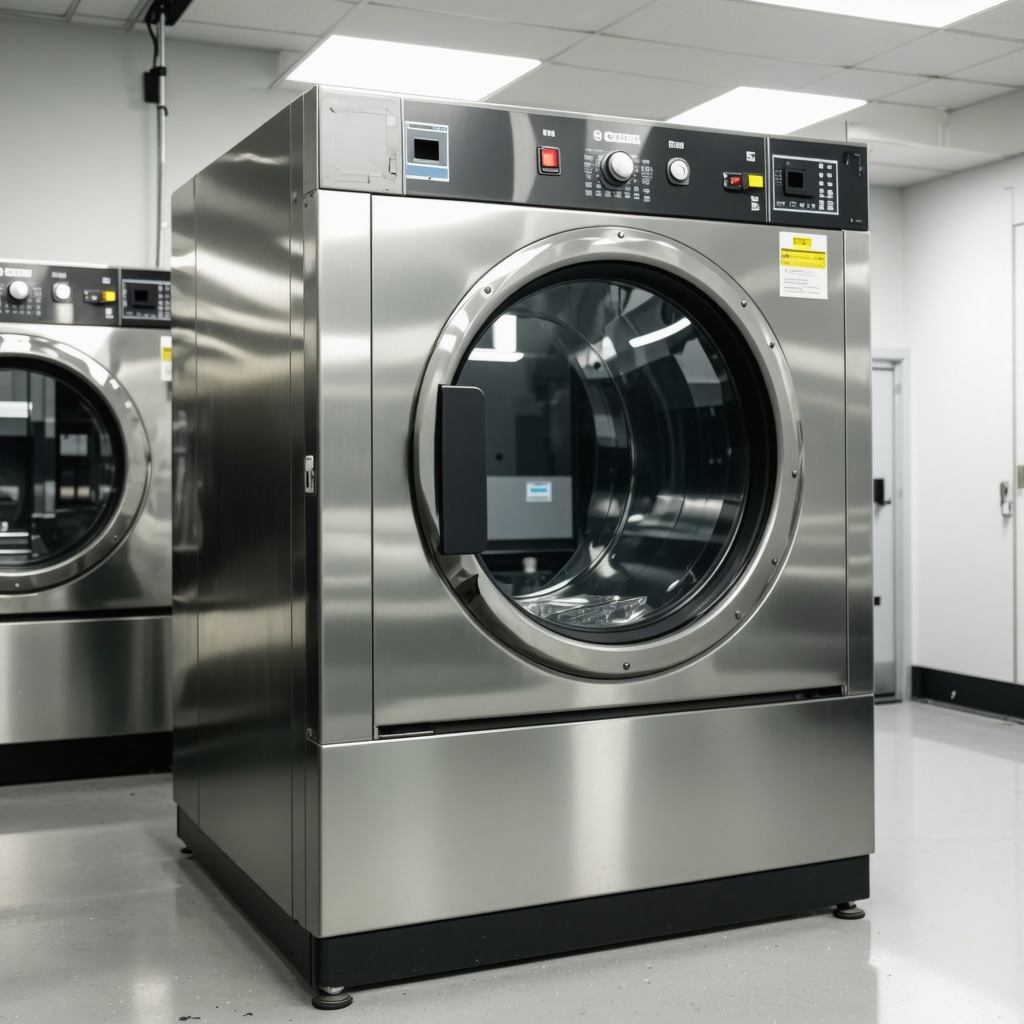High-tech ultrasonic laundry machine demonstrating eco-friendly cleaning process.