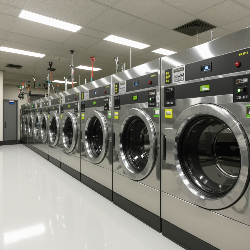 Ultrasonic laundry machine showcasing eco-friendly features at a Tampa facility