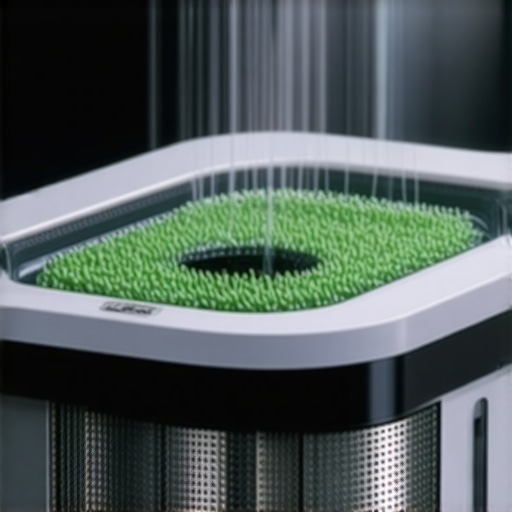 Ultrasonic laundry cleaning device demonstrating sustainable tech in a professional setting