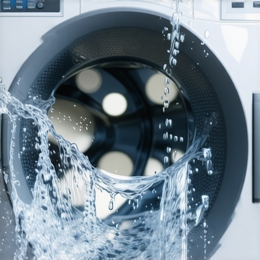 Close-up of laundry process showing enzyme detergents and water softening equipment