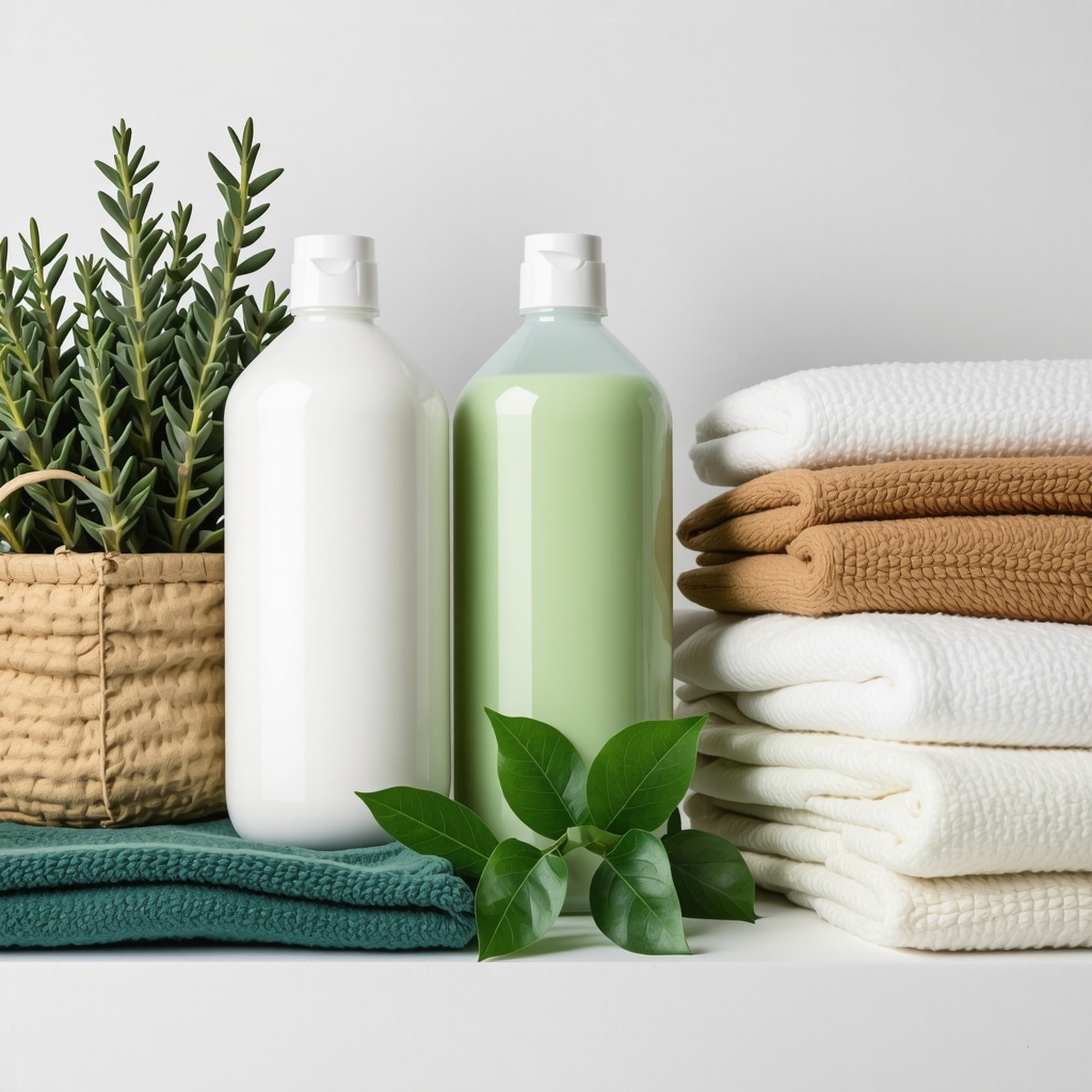 Eco-friendly detergents and delicate fabrics, highlighting sustainable laundry practices.