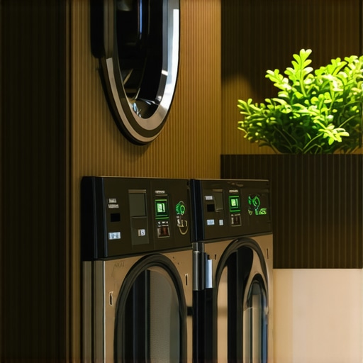Modern eco-friendly laundry setup emphasizing sustainability and green practices.