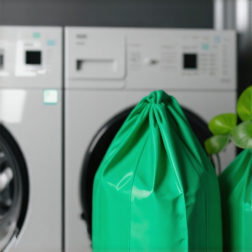 Modern eco-friendly laundry pickup service with reusable bags and sustainable practices