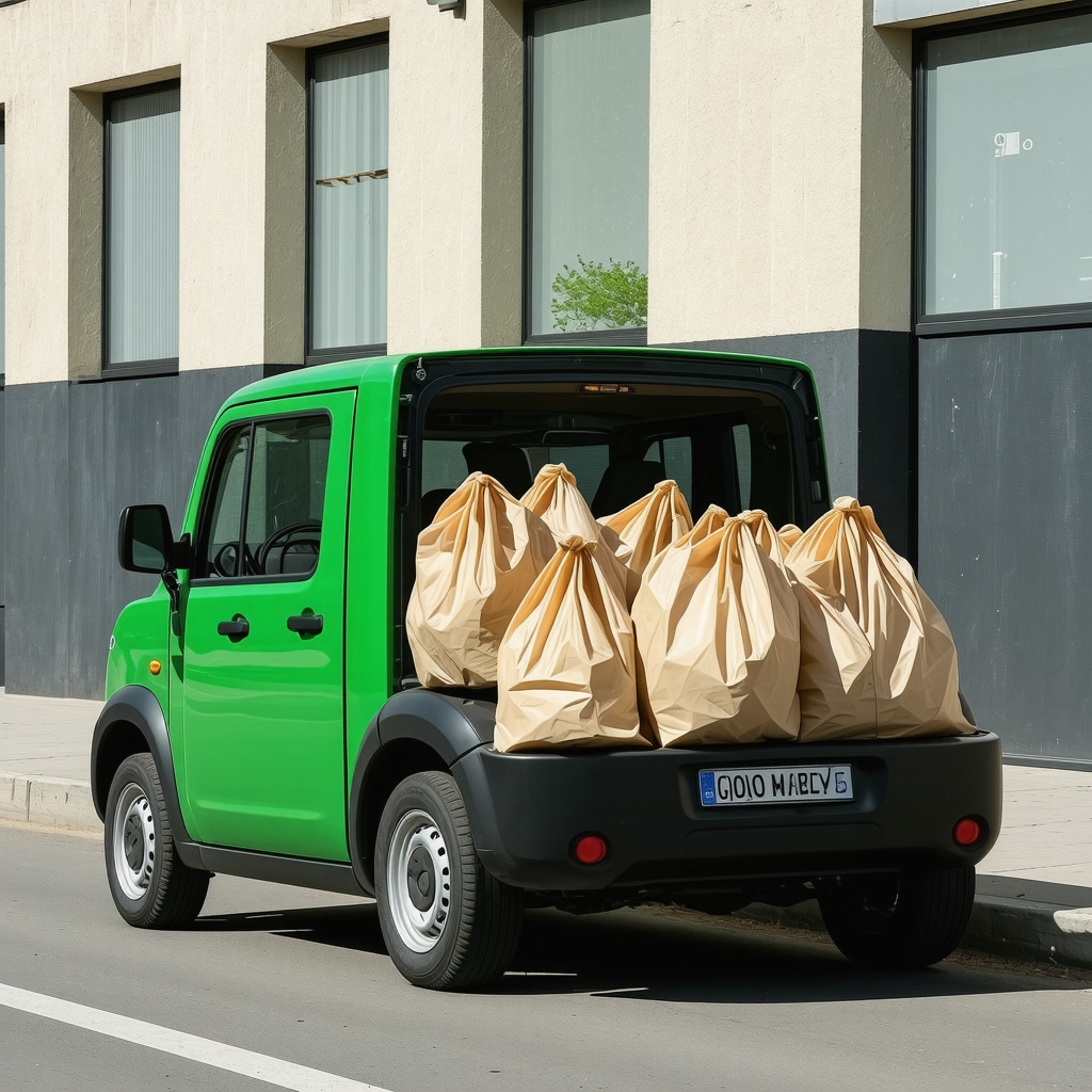 Eco-friendly laundry pickup vehicle in Odessa with reusable bags