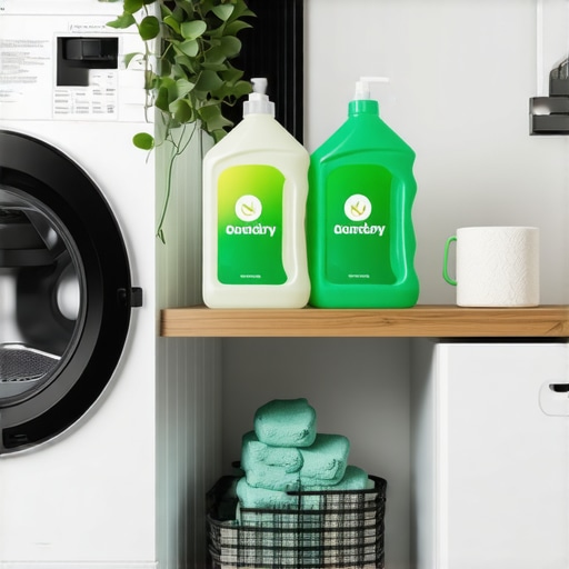 Eco-friendly laundry detergents and sustainable packaging in Odessa, vibrant and clean environment.