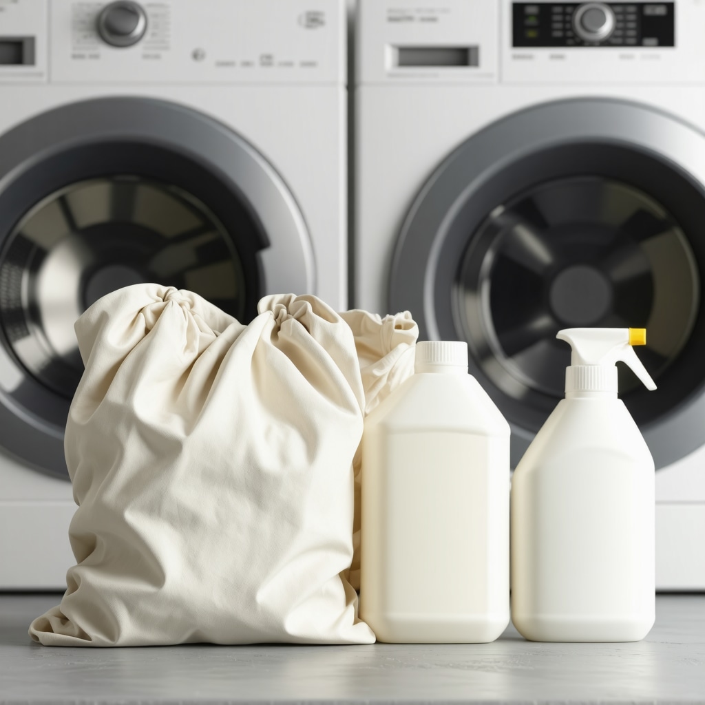 Eco-friendly laundry process with reusable bags and biodegradable detergents