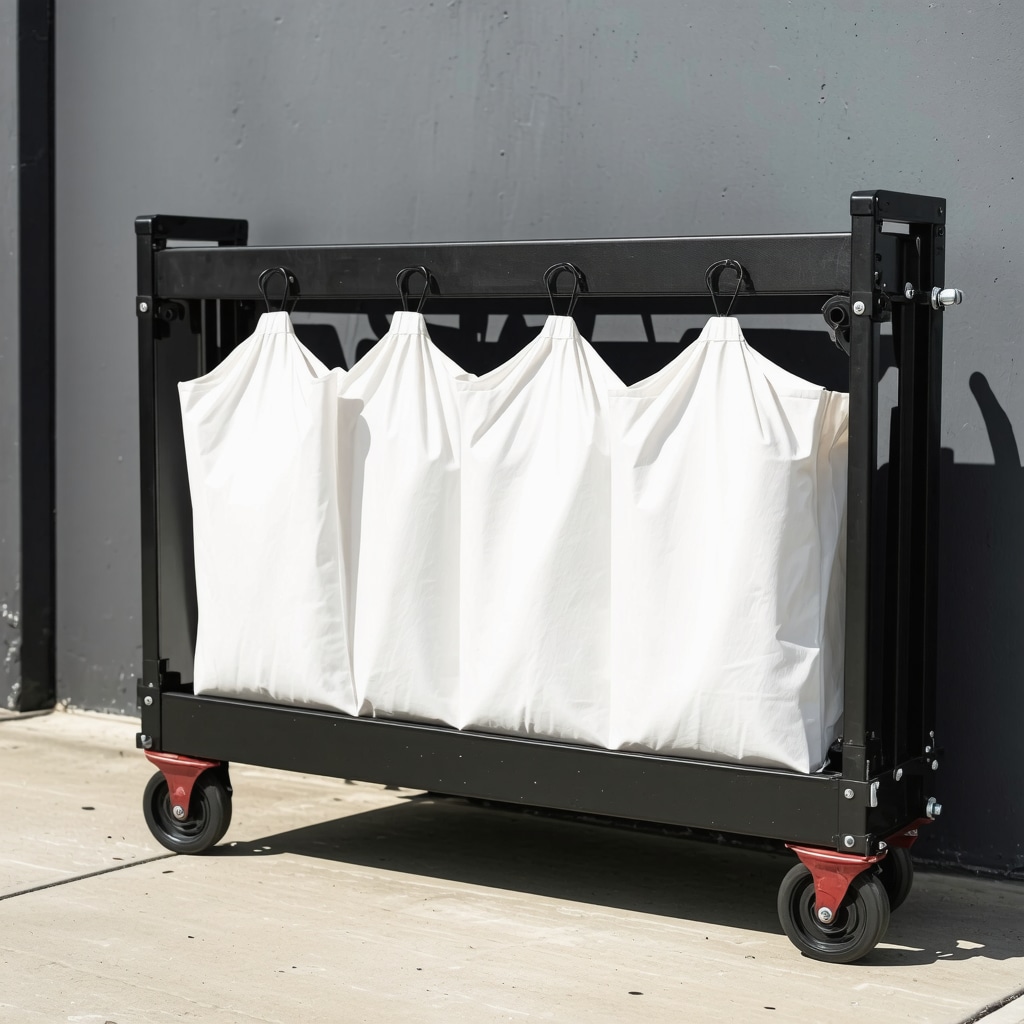 A professional laundry pickup vehicle with eco-friendly bags and digital tracking system