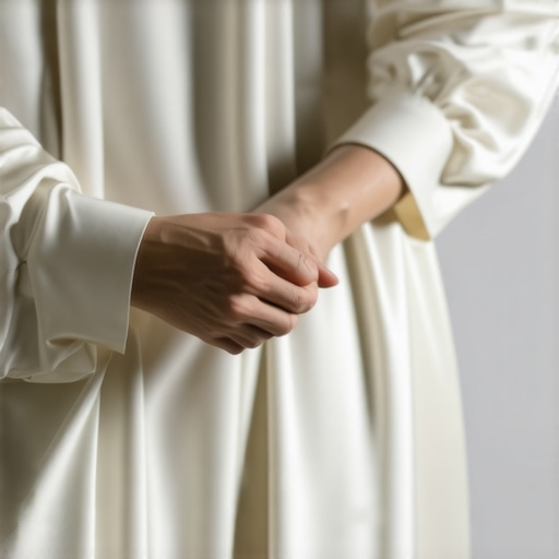 Person carefully folding silk clothes using professional folding techniques.