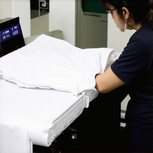 Laundry professional demonstrating folding techniques with folding boards