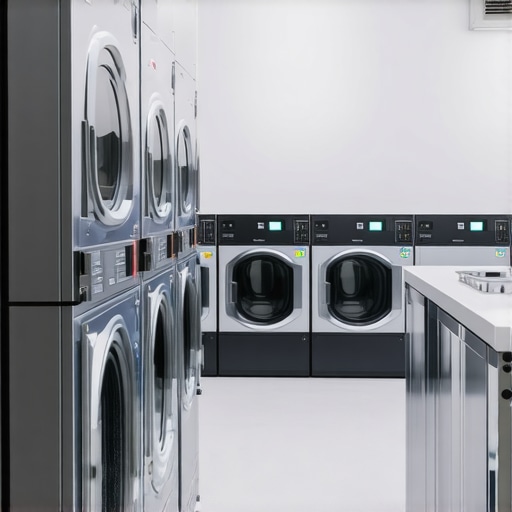 A state-of-the-art, eco-conscious laundry facility in Tampa showcasing automation and sustainability