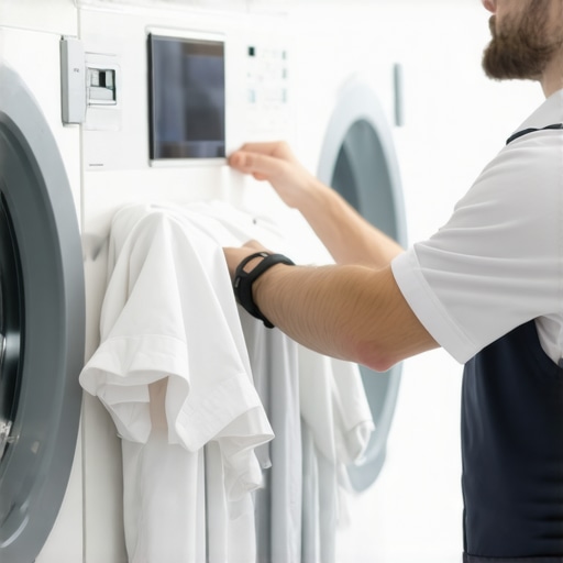Professional laundry technician in Odessa preparing clothes for pickup