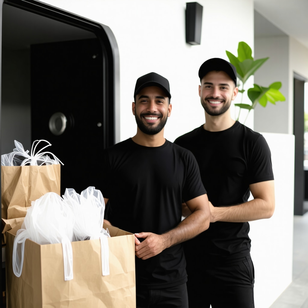 Modern Odessa laundry pickup with eco-conscious packaging and happy staff