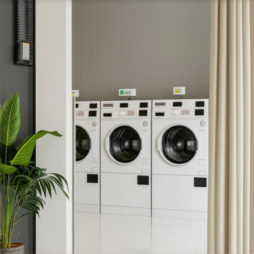 Modern laundry facility with IoT systems and eco-friendly materials
