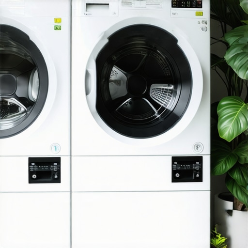 Eco-friendly laundry room with modern appliances and green elements