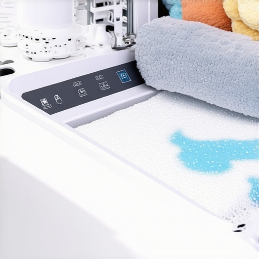 Ultrasonic laundry machine demonstrating eco-friendly cleaning process with fabrics