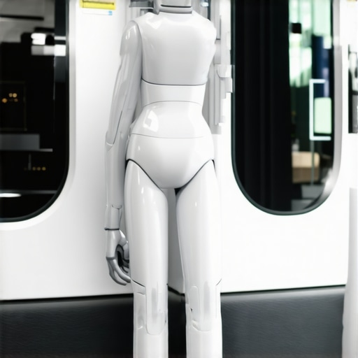 Futuristic scene of Tampa laundry delivery with AI robots and eco practices