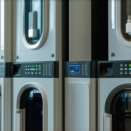 Futuristic laundry facility with advanced sensors and sustainable materials in Tampa