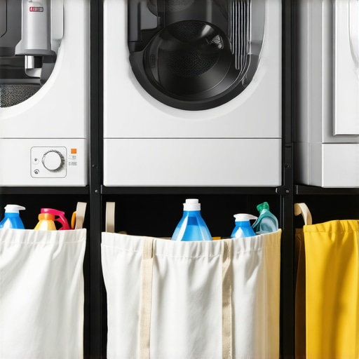 Eco-Friendly Laundry Innovations in Tampa Eco-friendly detergents and reusable laundry bags in a professional laundry setting.