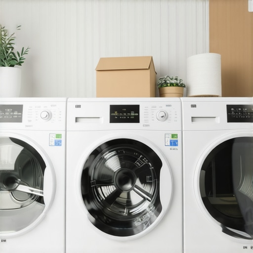 Futuristic laundry pickup with smart washers and sustainable routes.