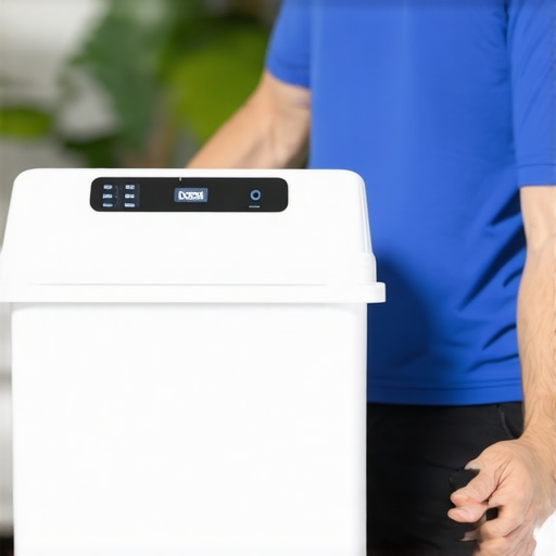 Friendly delivery person with sanitized laundry containers during contactless pickup in Trinity FL