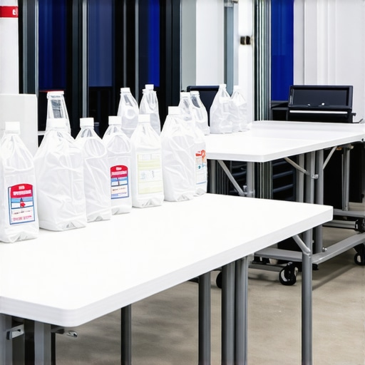 Organized laundry workspace with folding stations and scheduling tools