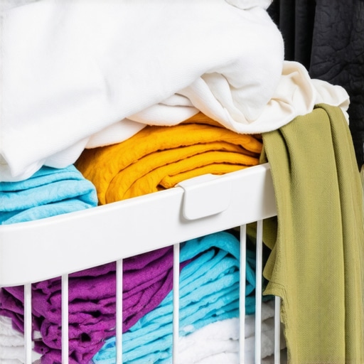 Laundry basket with separated clothes sorted by color for washing