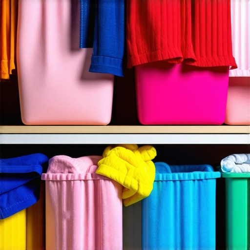Colorful clothes sorted in laundry baskets for washing